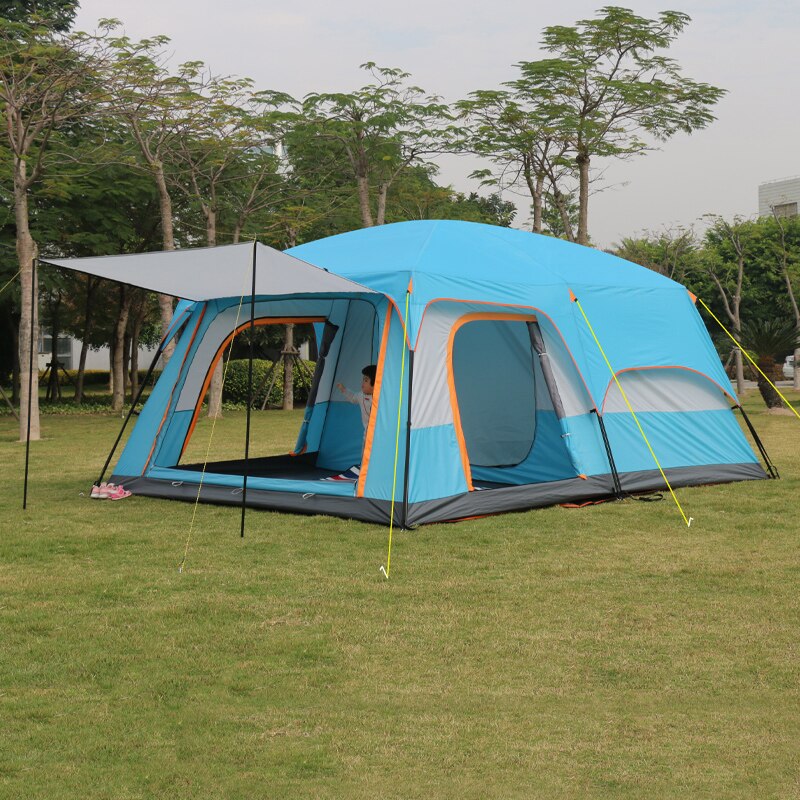 Cheap Goat Tents 4Colors Ultralarge 6 10 12 Double Layer Outdoor 2living Rooms and 1hall Family Camping Tent In Top Quality Large Space Tent   